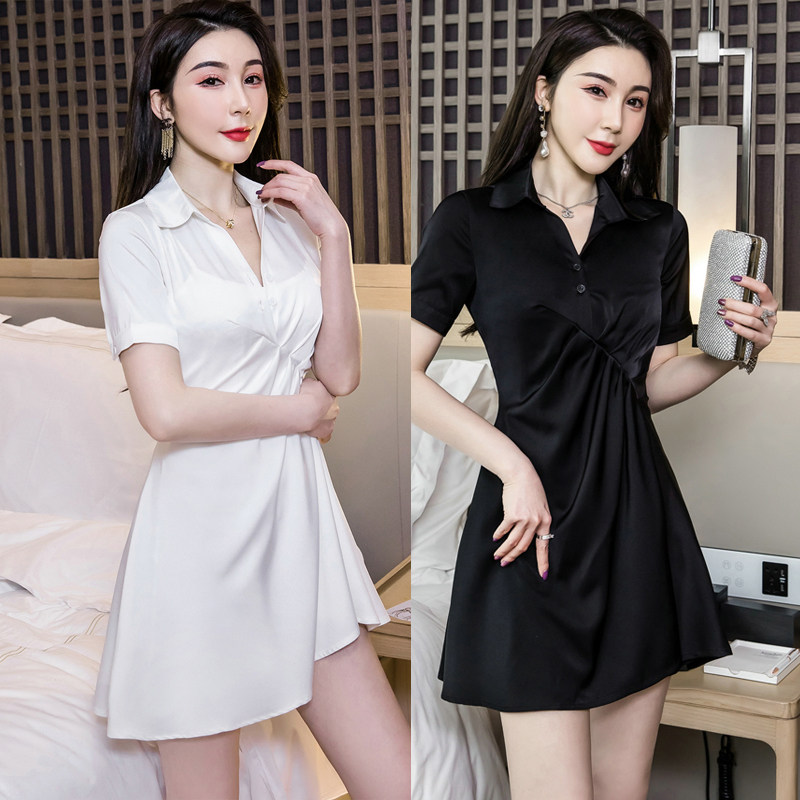 时尚夏季夜店女装白衬衫连衣裙性感沐足洗浴按摩工衣足疗技师衣服