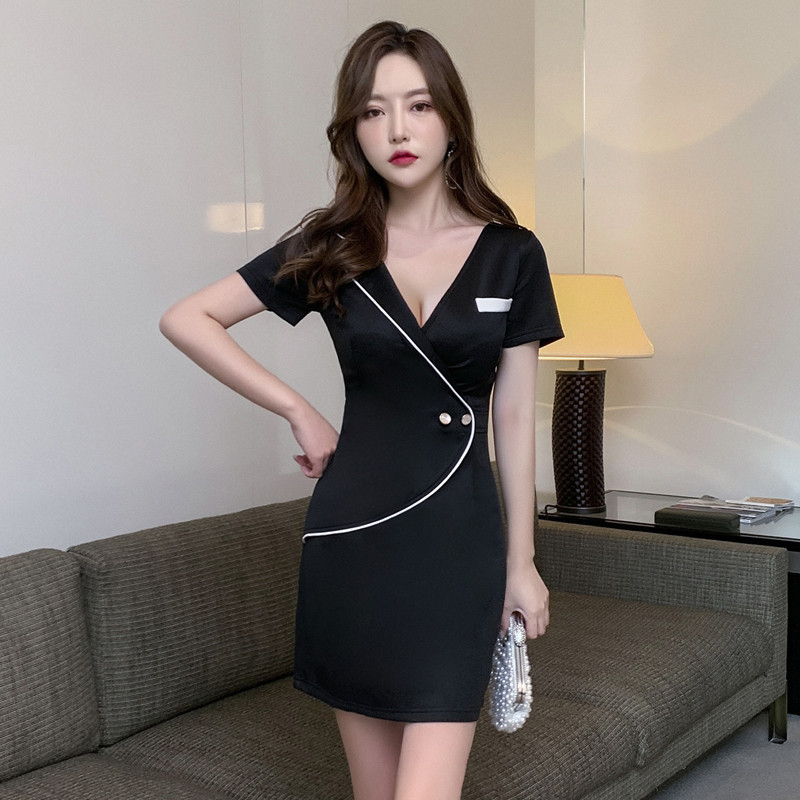 足疗技师工作服女足浴按摩spa会所工衣气质养生美容院制服连衣裙