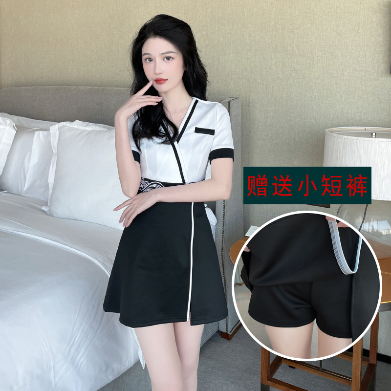 连衣裙配短裤两件套技师工作服
