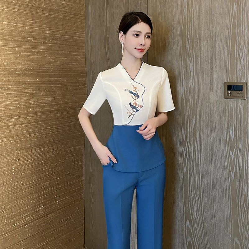显瘦足疗足浴spa技师工作服女