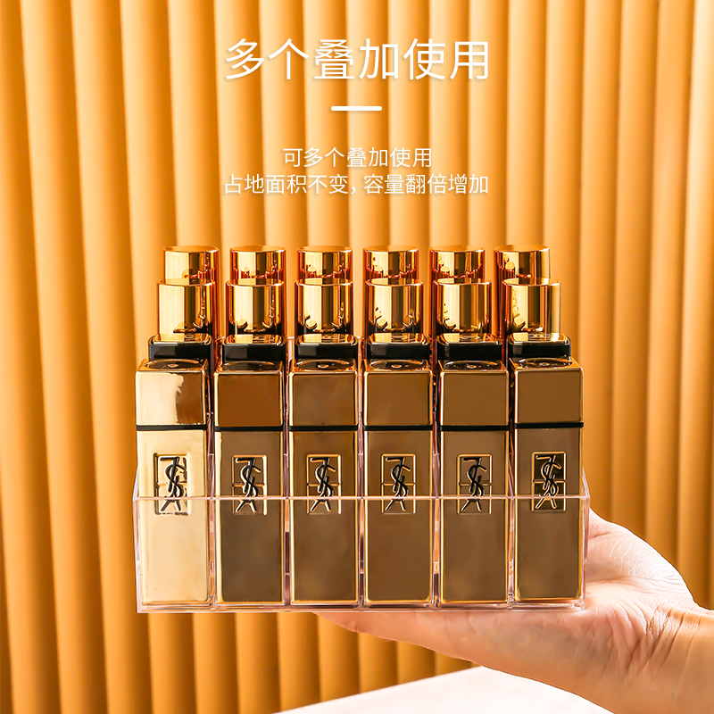 口红收纳盒透明格桌面塑料唇膏眼线眉笔展示架化妆品亚克力整理盒