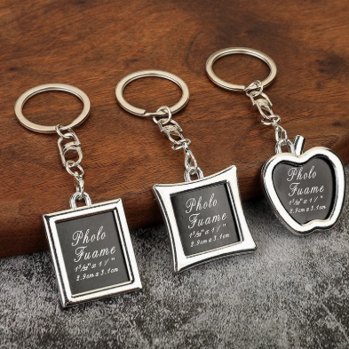 创意爱心钥匙链 相框情侣钥匙扣 方形个性照片钥匙圈 纪念小礼品