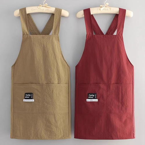 围裙男女宽松极简厨房围腰纯色简约防污上班做饭工作家用围裙F