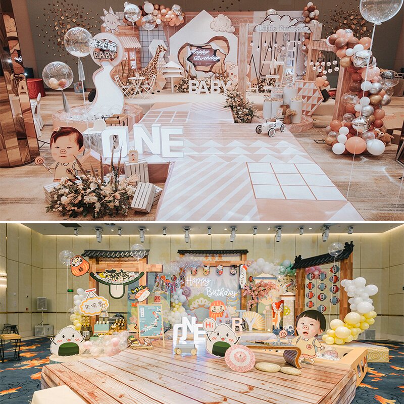 生日宴会布置场景装饰周岁宴宝宝儿童百日背景墙派对气球酒店十岁