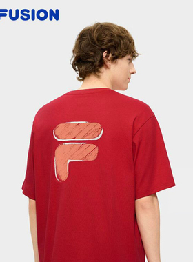 本命年FILA FUSION斐乐潮牌情侣款男女短袖2026春新年款红色T恤