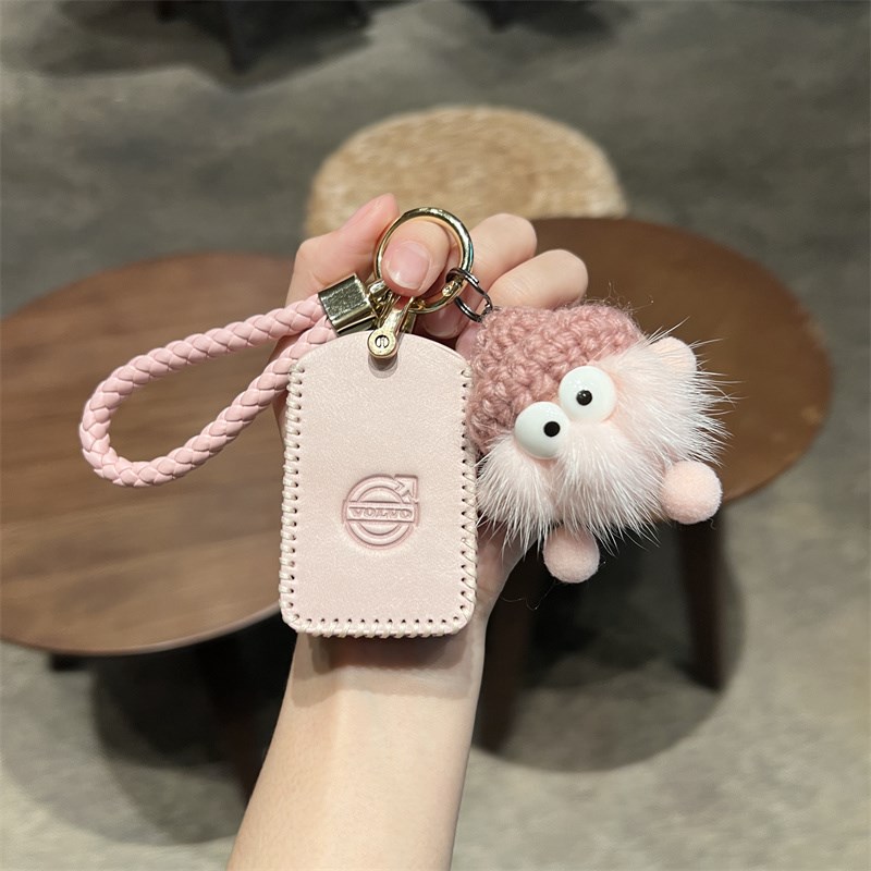 适用于24款沃尔沃XC60真皮钥匙套S9y0 XC90 XC40 S60 V90牛皮壳扣