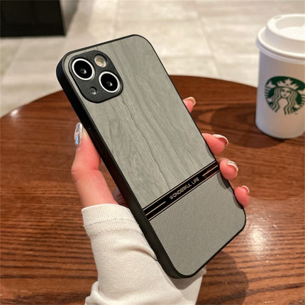 适用苹果13手机壳16iPhone17promax套14新款男士11皮质12简约x高级感女xr散热木纹xsmax全包硅胶8plus真皮的