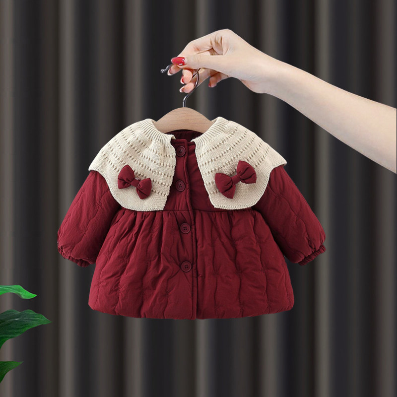 宝宝冬季棉服女童冬装加绒棉袄婴儿周岁红色外套拜年服外出服棉衣
