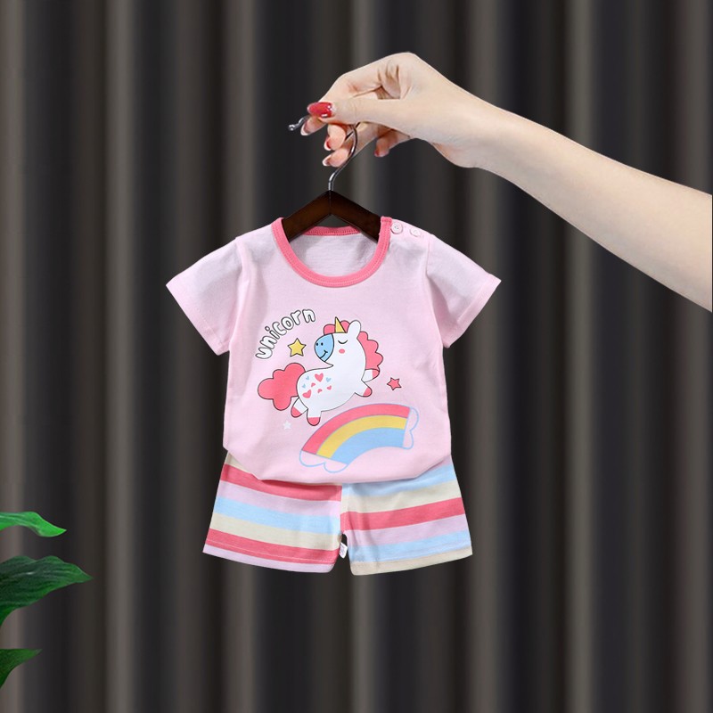 女宝宝夏季薄款套装纯棉T恤短裤