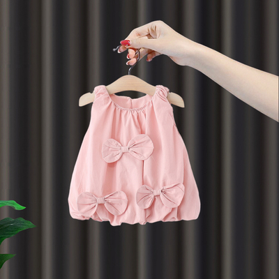 女童连衣裙夏装新款纯色花苞裙