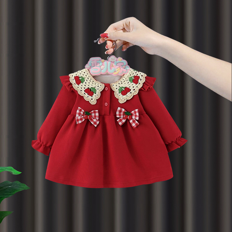 周岁女宝礼服女童冬季加绒连衣裙