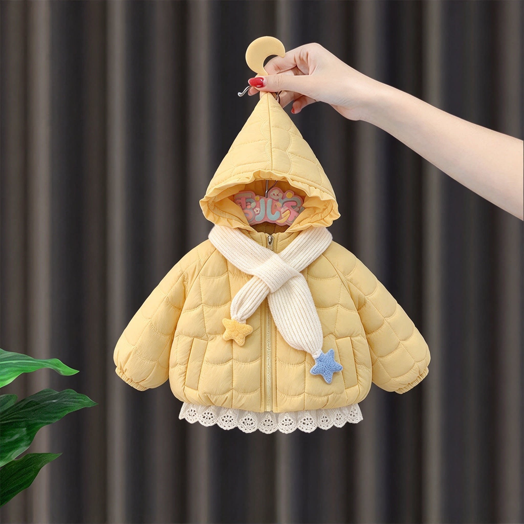 女宝宝羽绒棉服2女童3岁冬季棉衣尖尖帽冬装棉袄小童加绒加厚外套
