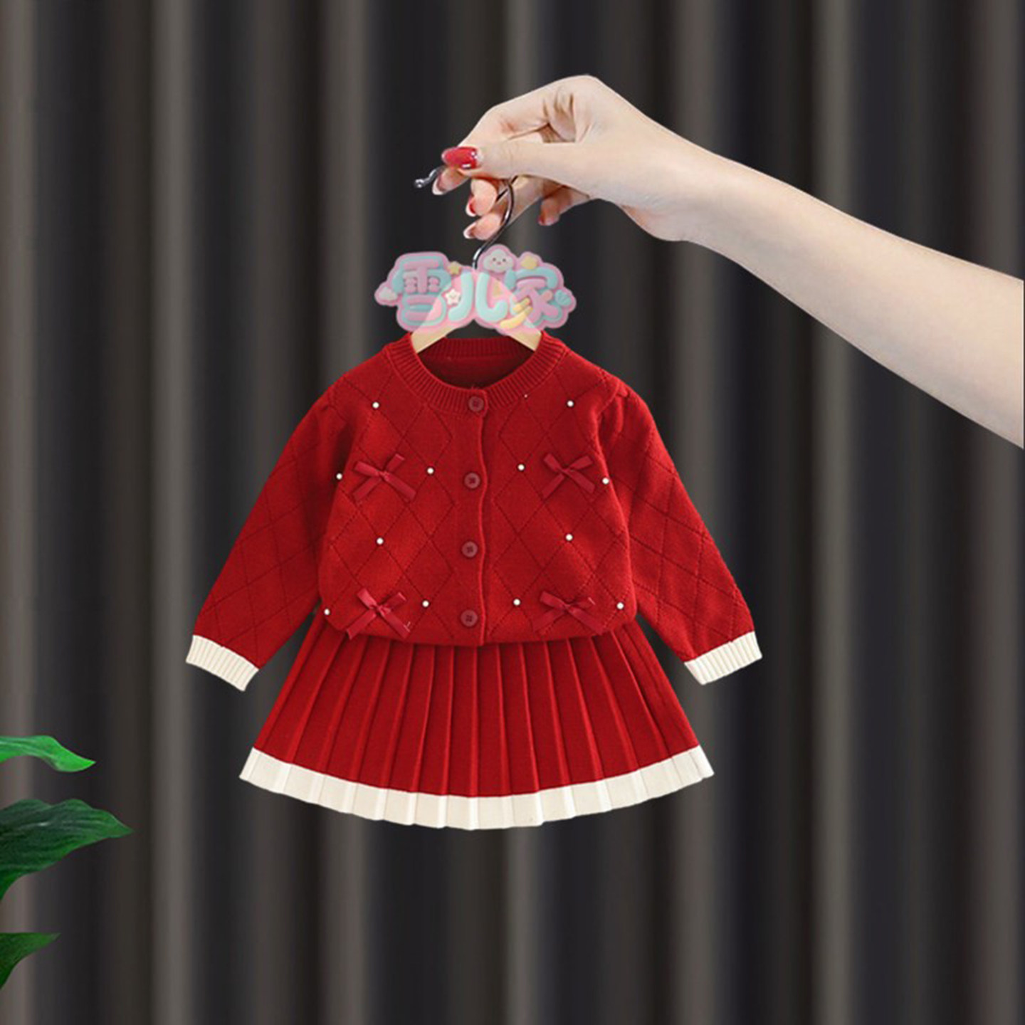 周岁女宝礼服女童春季连衣裙套装蝴蝶结针织毛衣裙婴儿喜庆公主裙,童装/婴儿装/亲子装,连衣裙,淘宝优惠券,粉丝福利购,淘宝优惠卷