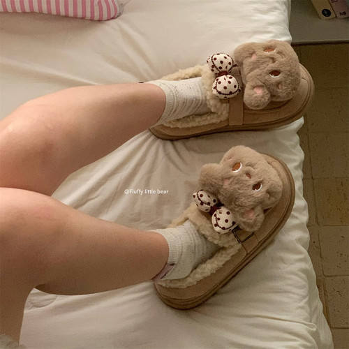 细细条软萌小熊休闲勃肯鞋女