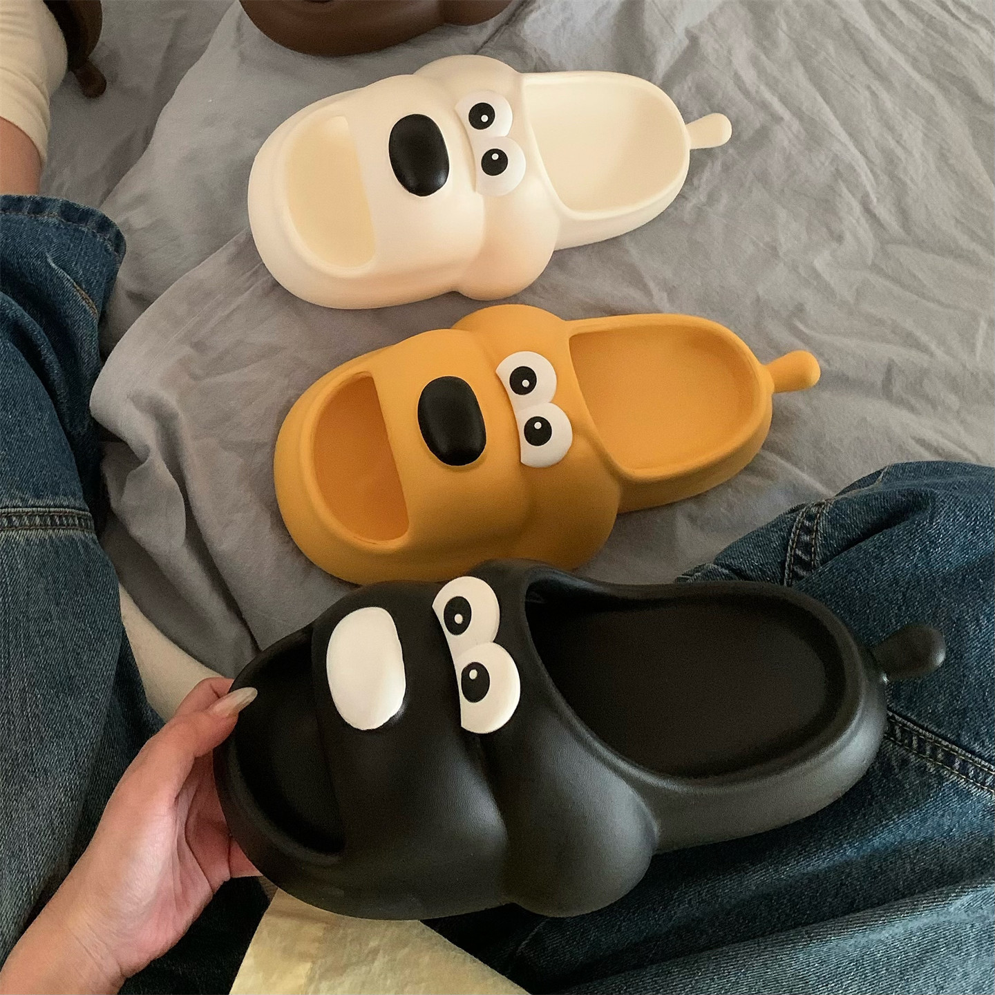 个性大眼狗狗爪印室内足弓拖鞋居家新款女夏季学生一字防滑凉拖鞋,居家布艺,居家凉拖/凉鞋,淘宝优惠券,粉丝福利购,淘宝优惠卷