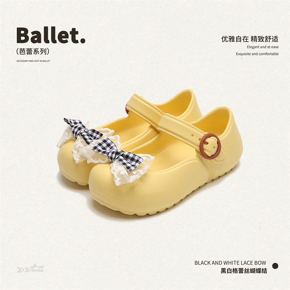 细细条格子蝴蝶结lo玛丽珍鞋