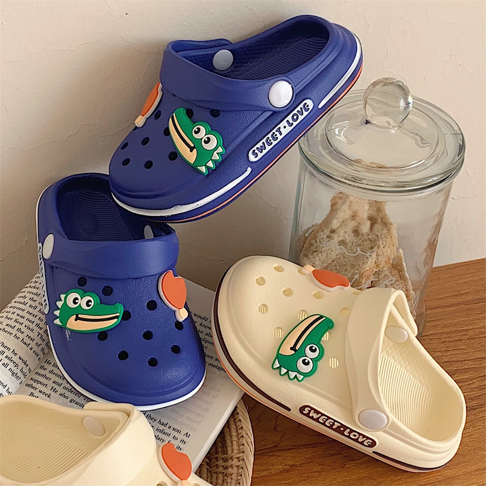 轻便防滑创意个性外穿可爱鳄鱼包头洞洞鞋中小童男女童夏季凉拖鞋