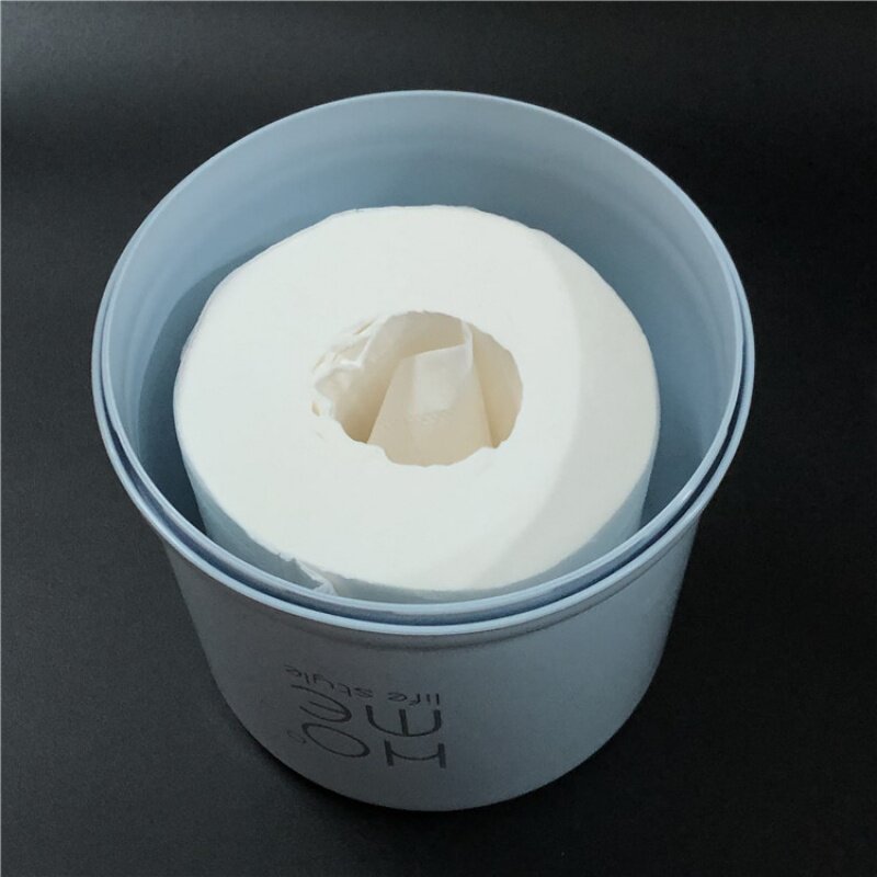 包邮 桌面纸巾筒圆形卷纸盒厕所卷装抽纸架圆纸盒简约塑料纸盒