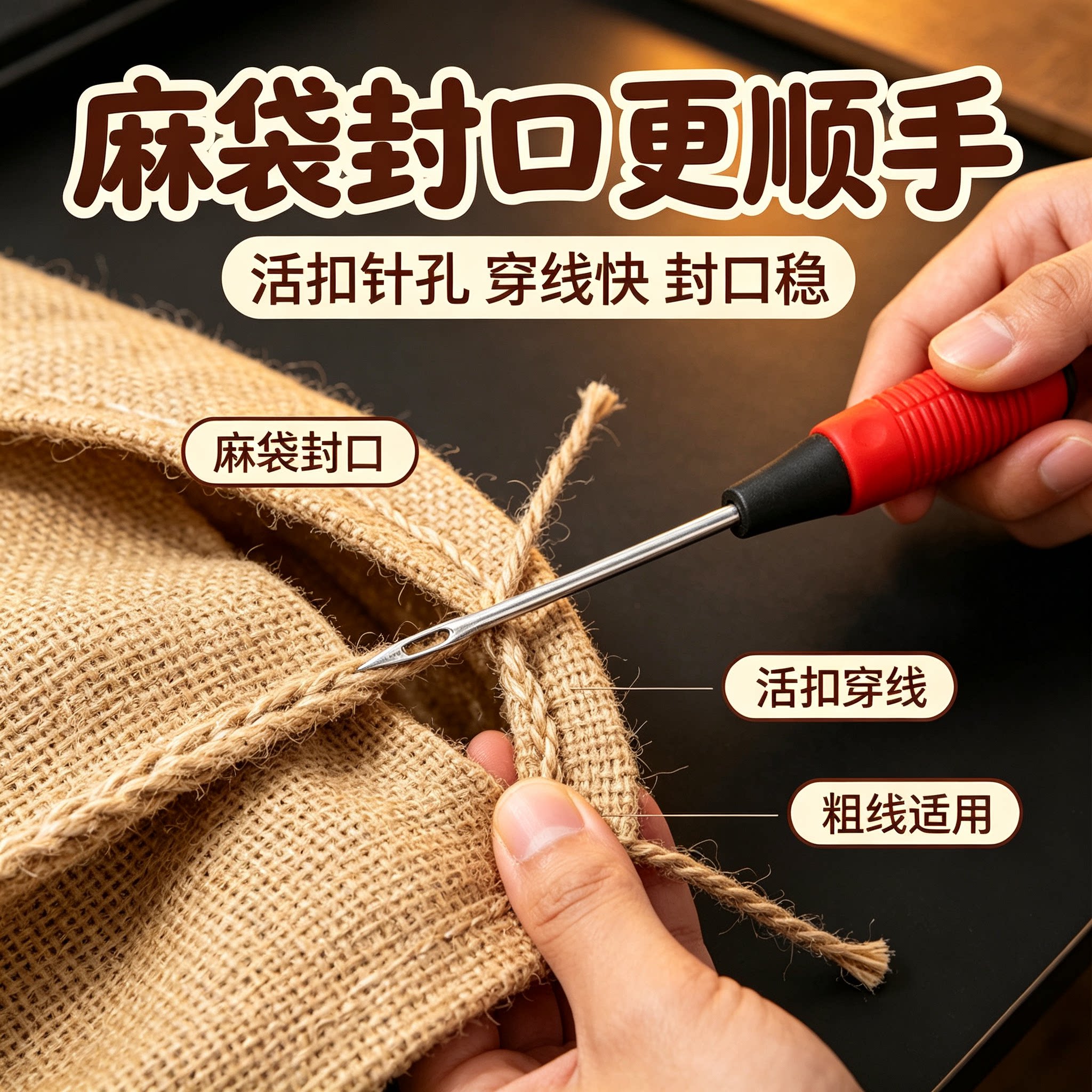 麻袋针打包针编织袋缝包针活扣大钢针封口针麻绳粮食缝包缝口大号