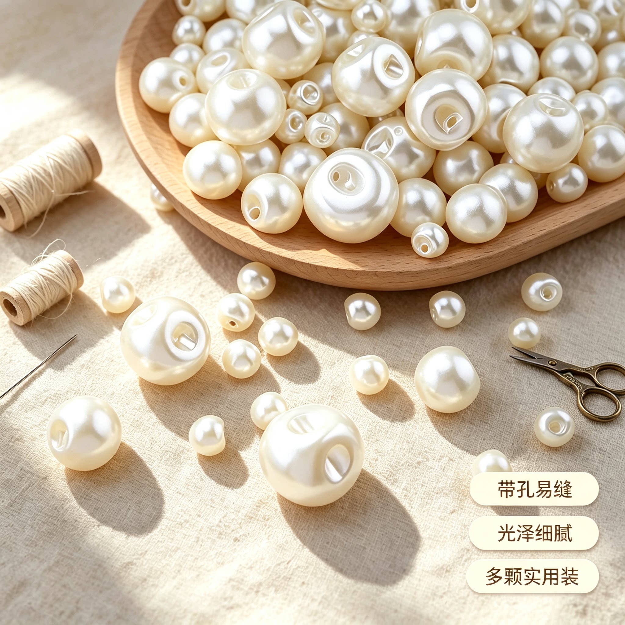 高档珍珠纽扣扣子圆形女士大衣雪纺衬衣衬衫开衫衣服百搭装饰钮扣