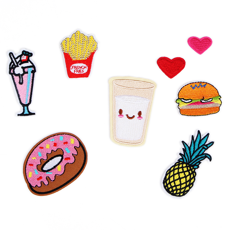 卡通布贴补丁贴布衣服牛仔裤子徽章补洞装饰刺绣汉堡薯条时尚贴花