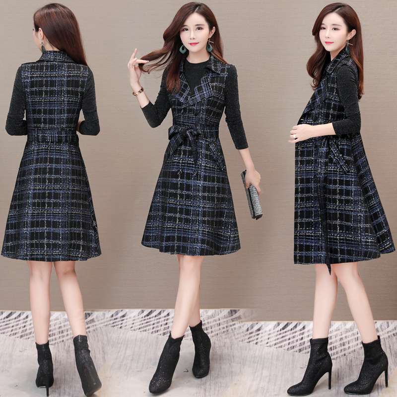 有女人味的连衣裙长袖2020春秋新款格子马甲配裙子两件套气质套装在类目 女装/女士精品, 连衣裙中 - 来自Buy2taobao.com提供专业的淘宝代购服务