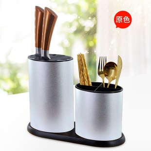 太空铝筷子篓台面厨房家用筷筒餐具勺子插刀架筷笼一体沥水收纳桶