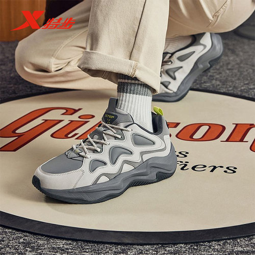 特步闪电5.0休闲鞋男鞋厚底增高轻便运动鞋子秋冬季976419320005