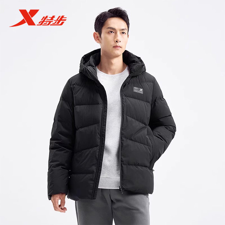 特步连帽羽绒服男士冬季新款加绒男装加厚保暖防风976429190172
