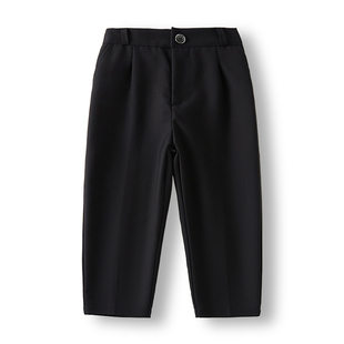 儿童黑色长短裤中小童休闲长裤校裤男童毕业表演小西裤花童礼服