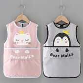 宝宝吃饭围兜防水防脏免洗儿童罩衣男女婴儿饭兜小孩无袖 围裙 夏季