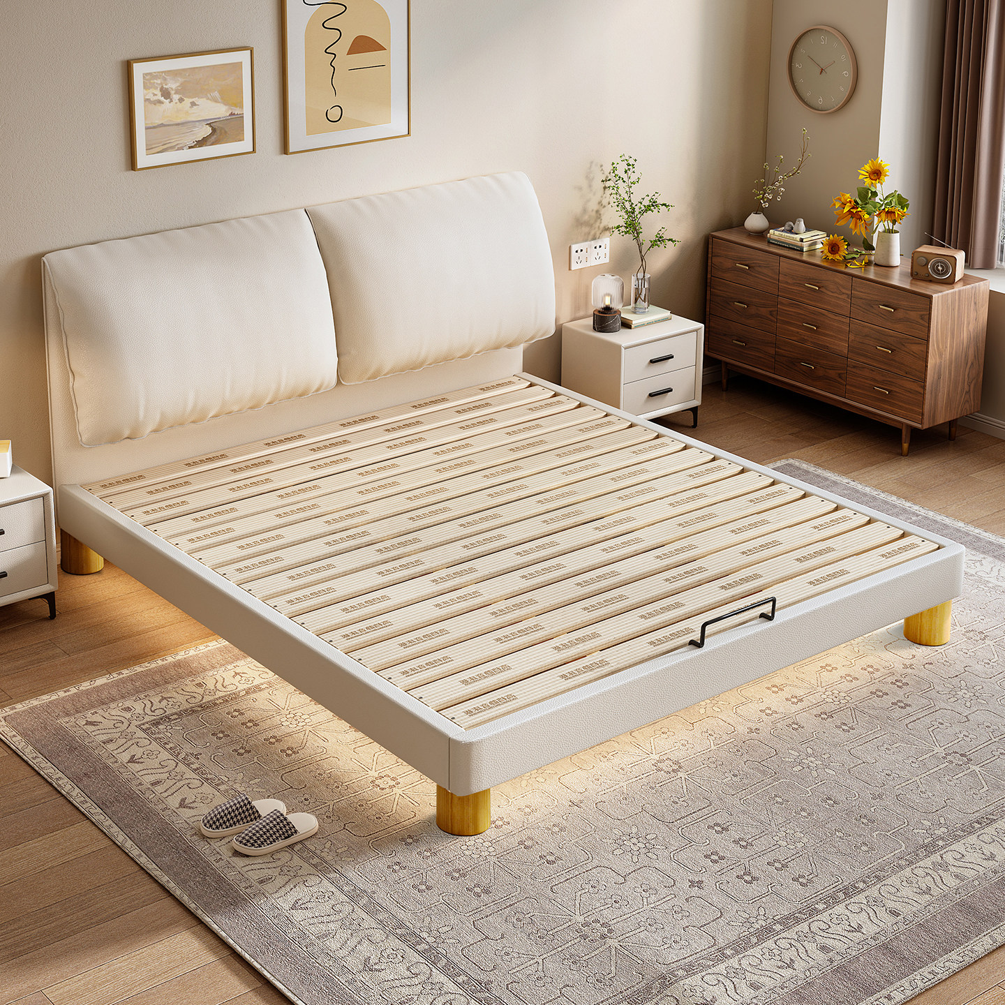 全实木奶油风大象耳朵静音床薄床头软靠背透视床头可支持定制尺寸,住宅家具,实木床,淘宝优惠券,粉丝福利购,淘宝优惠卷