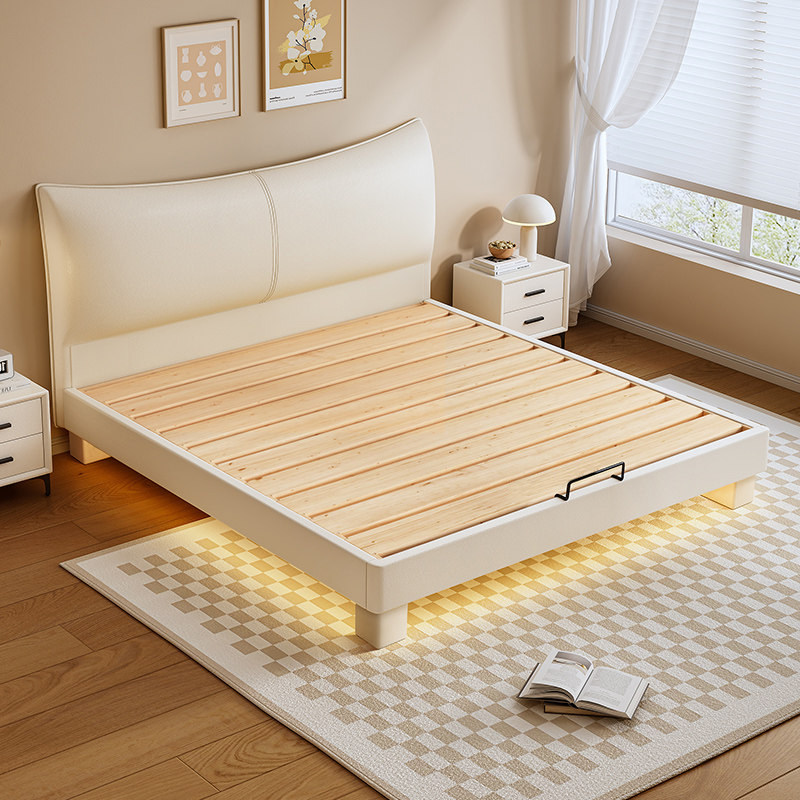 奶油风极简纯实木静音床小户型燕尾榫1.5m双人床加厚支持定制尺寸