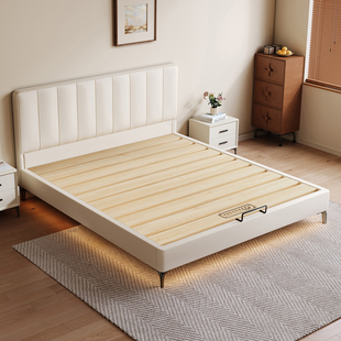 政府补贴小户型全实木燕尾榫静音悬浮主卧床薄床头简约加厚可定制