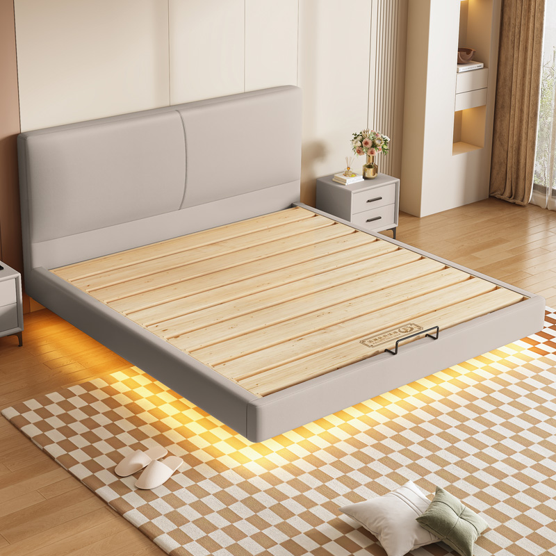 100%纯实木-加厚燕尾榫悬浮床