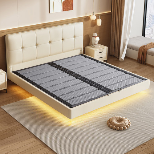 【纯实木打造】奶油风钢木静音床