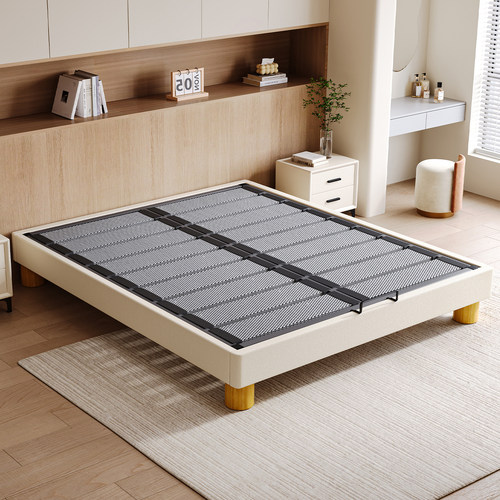 全实木无床头钢木静音双人床