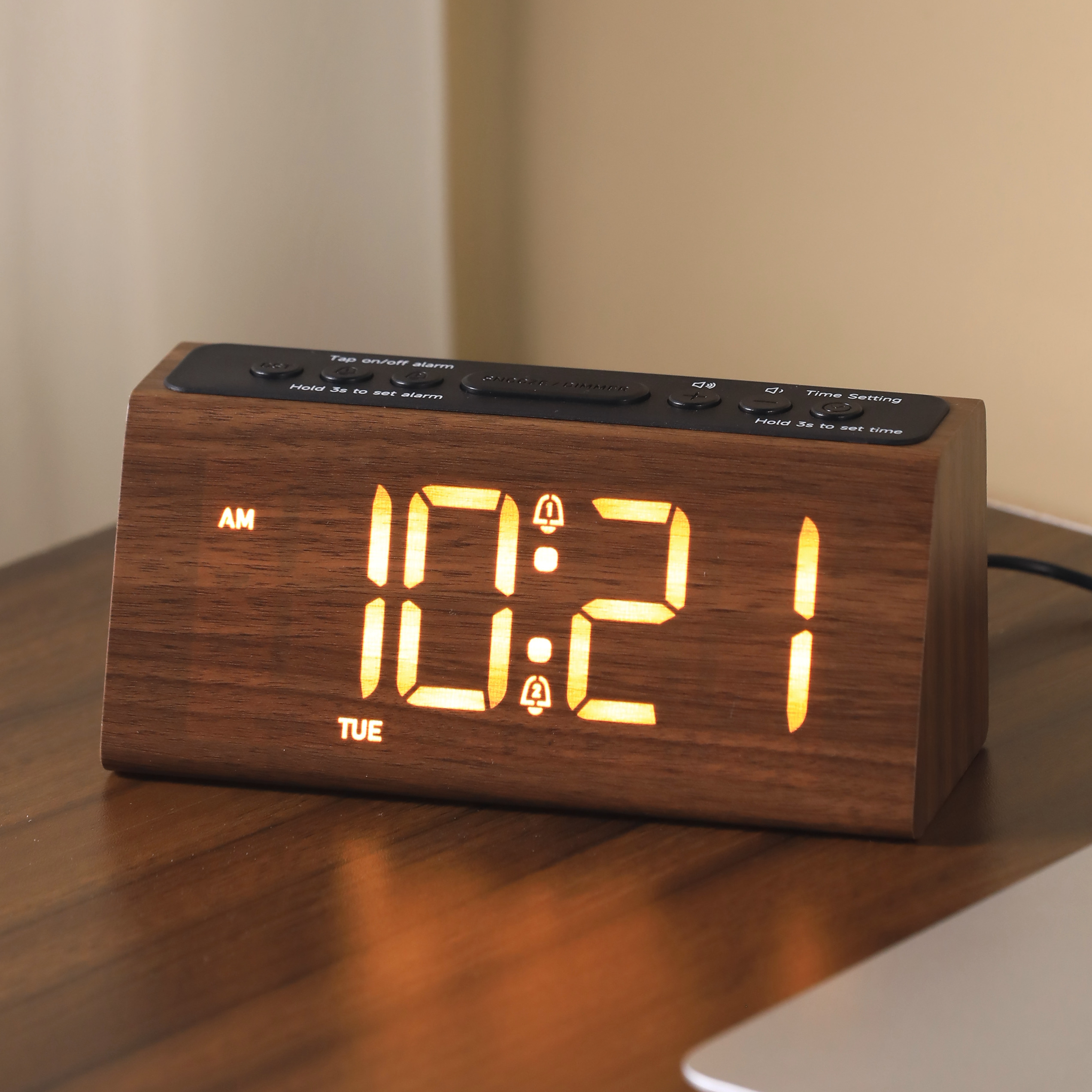 复古木质电子时钟表摆台式高颜值