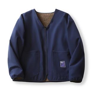 潮牌紫标日单两面穿男女无领加绒加厚冬复古美式工装夹克外套棉衣