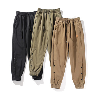 重磅加绒保暖美式工装束脚裤男