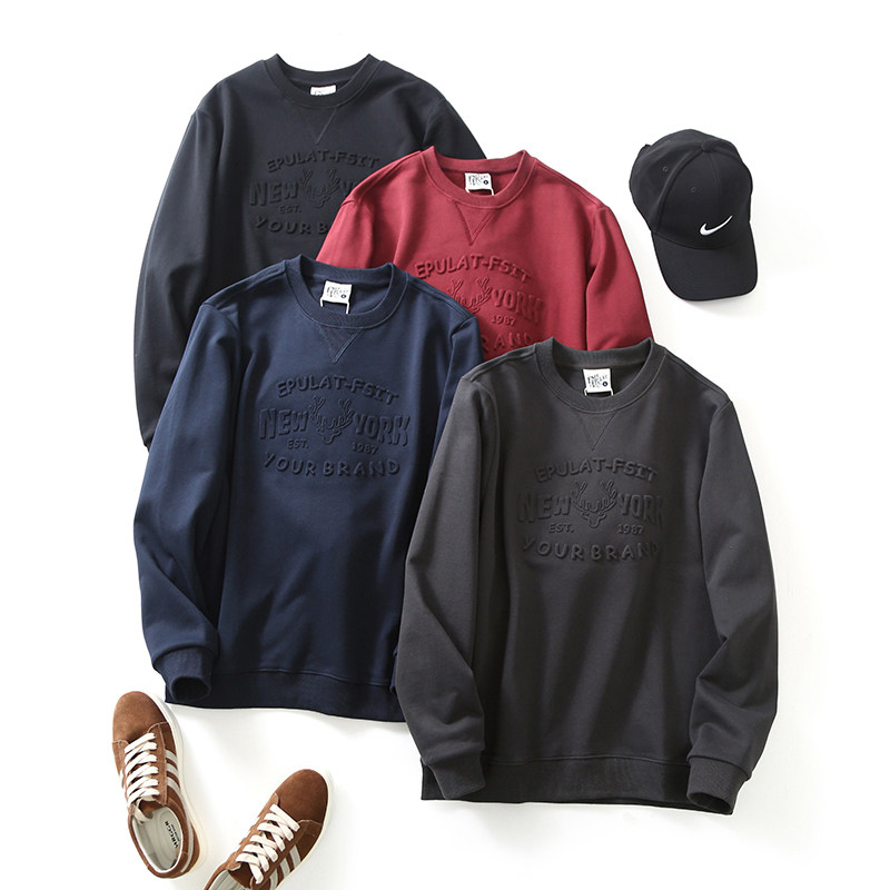 美式休闲3D立体印花工艺鱼鳞毛圈秋季运动圆领卫衣男士针织套头衫,男装,卫衣,淘宝优惠券,粉丝福利购,淘宝优惠卷