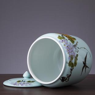 陶瓷米缸带盖米桶25斤面粉缸防潮防虫密封茶叶缸油缸杂粮储物罐