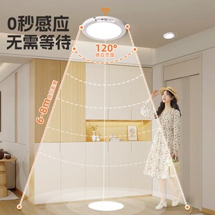 入户门自动感应灯磁吸充电吸顶灯进门口开门N即亮高级免接线可调