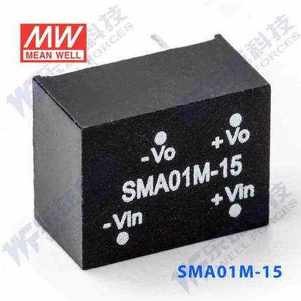 明纬12V变15V电源1W SMA01M-15 10.8-13.2V转15V67mA DC-DC输出