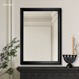 中古风复古浴室镜壁挂式木框化妆镜子卫生间洗手台玻璃卫浴镜定制