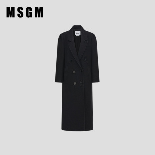 冬季 MSGM早春新款 大衣长款 羊毛长袖 时髦加长 外套女士黑色显瘦经典