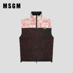 休闲马甲 立领拼接腰果纹无袖 MSGM早春新款 男士