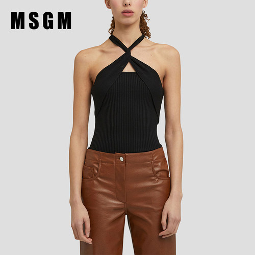 MSGM纯色交叉式吊带背心MSGM