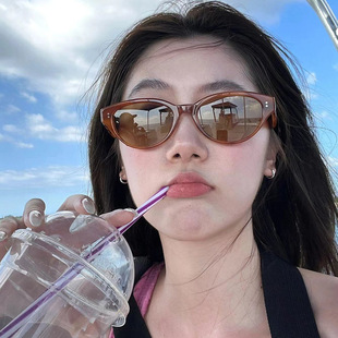 B新款Y紫同款fake美式复古猫眼墨镜高级感海边度假太阳镜女遮阳镜