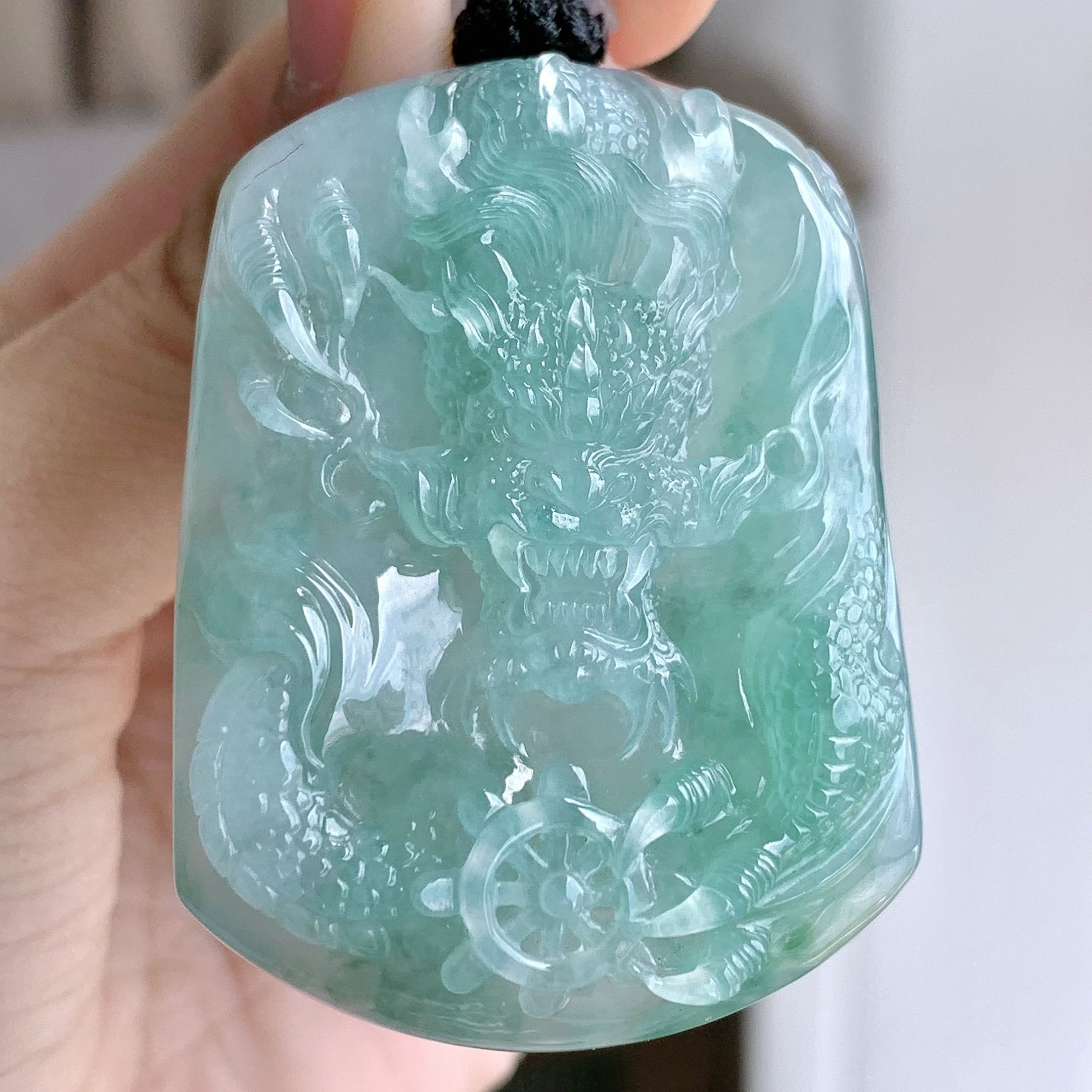 翠秦之皇冰飘花龙牌吊坠 玉石老坑种天然翡翠A货高档礼物收藏正品